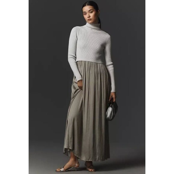 ANTHROPOLOGIE The Thea Twofer Sweater Dress in Grey Size XX-Small NWT - Picture 1 of 11
